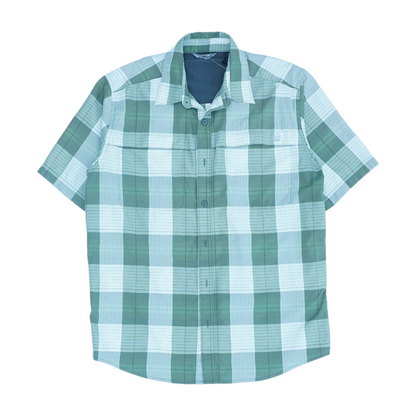Green Plaid Short Sleeve Button Down