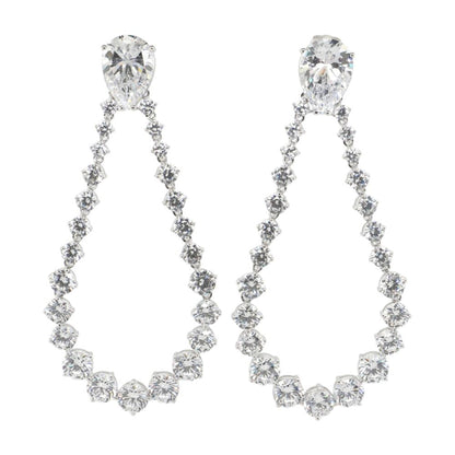 Silver Tone Crystal Drop Earrings