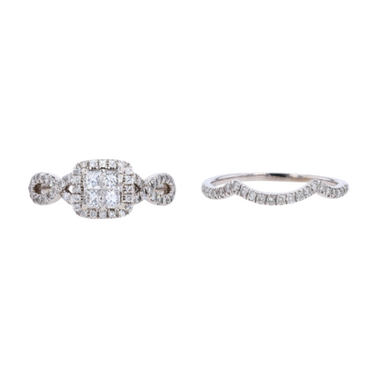 3/4 ctw 14K White Gold Diamond Engagement Ring Set