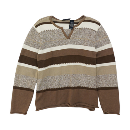 Brown Striped Pullover Sweater