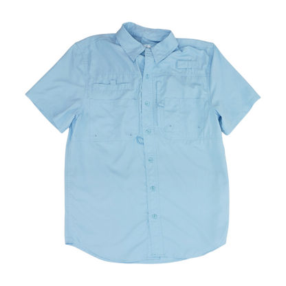Blue Solid Outdoor Button Down