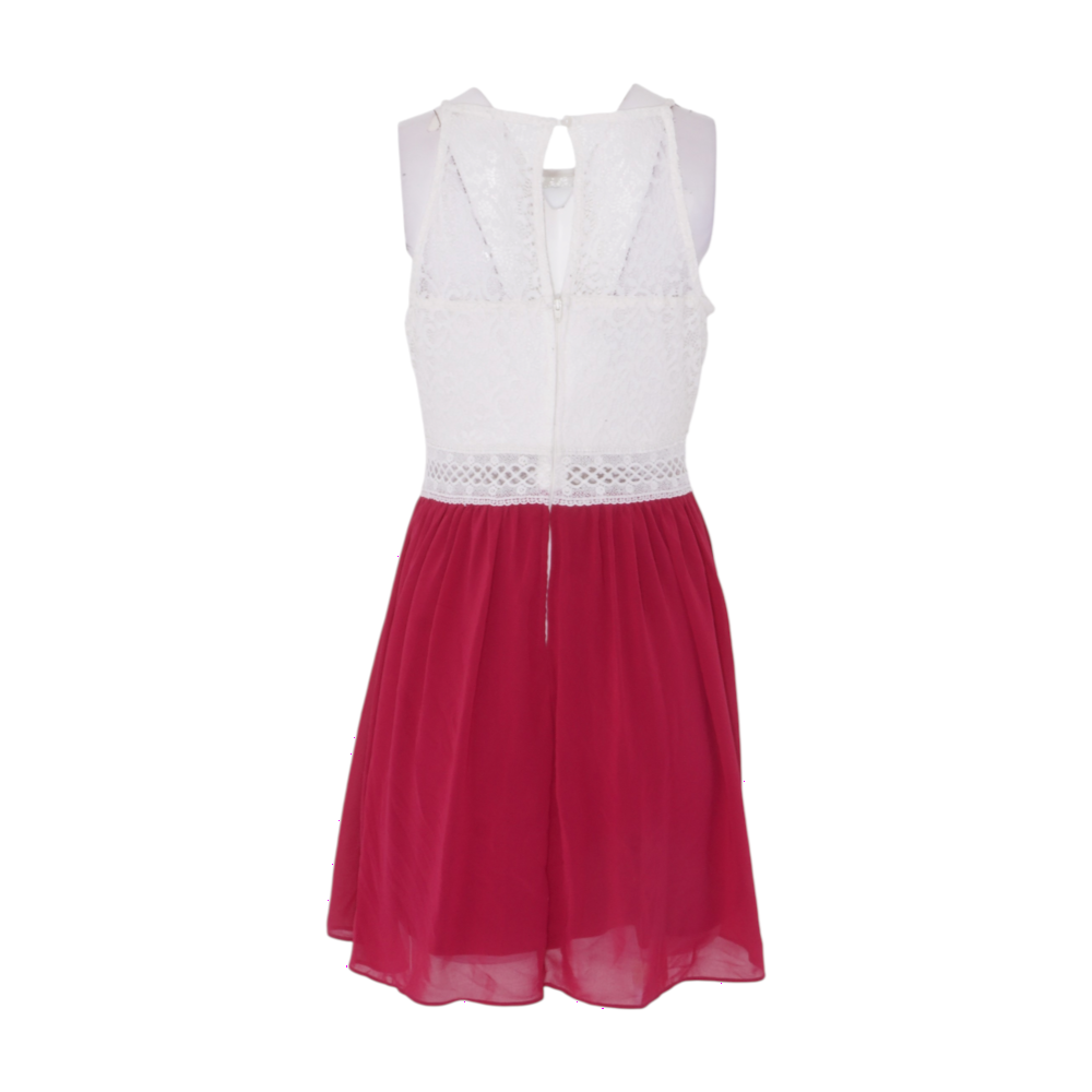White Color Block Mini Dress