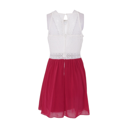 White Color Block Mini Dress