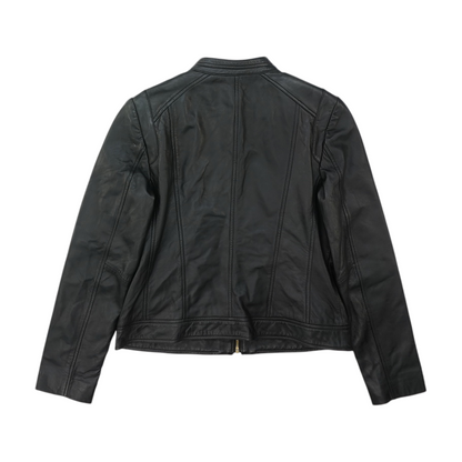 Black Solid Leather Jacket