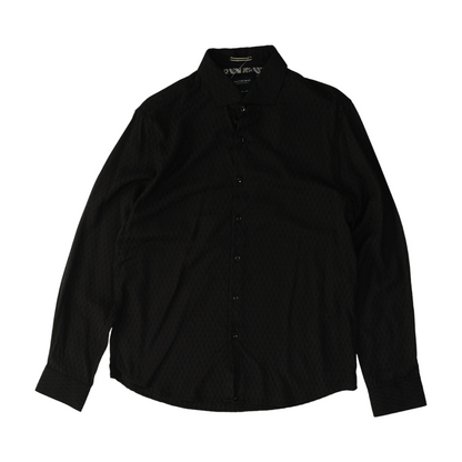 Black Geometric Long Sleeve Button Down