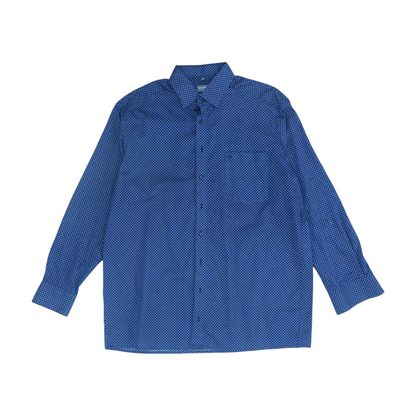 Navy Abstract Long Sleeve Button Down