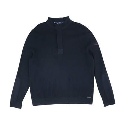 Navy Solid 1/4 Zip Sweater