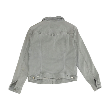 Gray Solid Denim Jacket