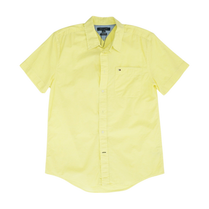 Yellow Solid Short Sleeve Button Down