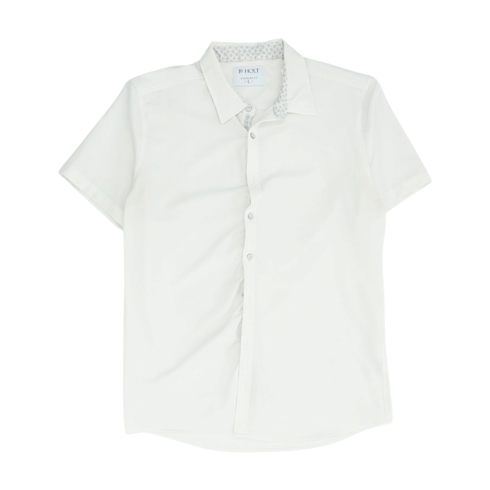 Tan Solid Short Sleeve Button Down