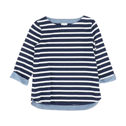Navy Petite Striped Blouse
