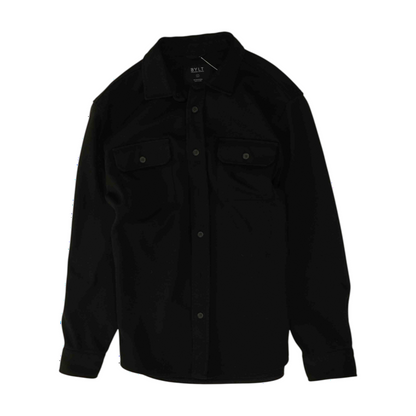 Black Solid Flannel Button Down