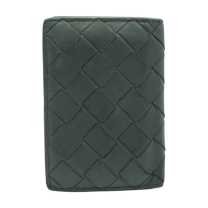 Gray Intrecciato Flap Card Case
