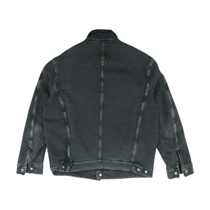 Black Solid Denim Jacket