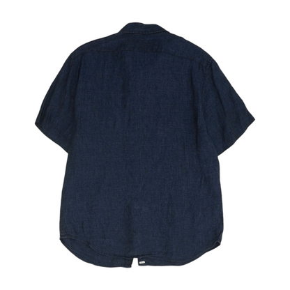 Navy Solid Short Sleeve Button Down