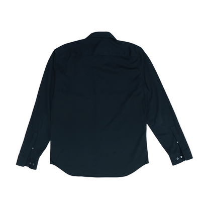 Black Solid Long Sleeve Button Down
