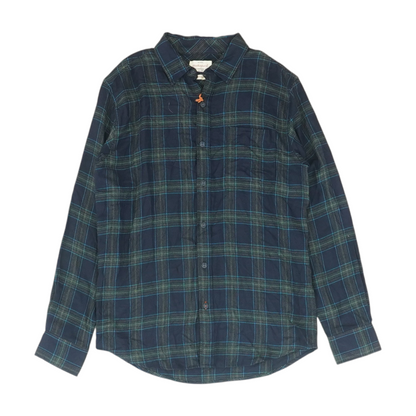 Navy Plaid Flannel Button Down