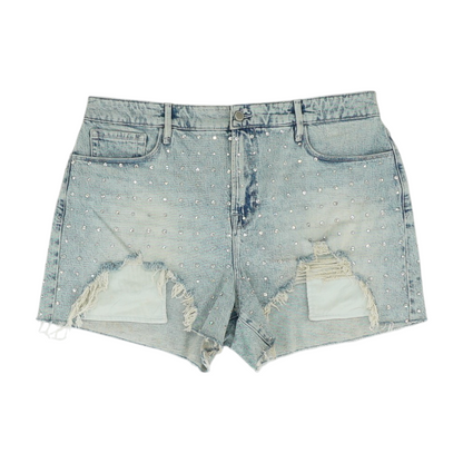 Blue Solid Denim Shorts