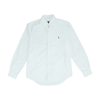 White Solid Long Sleeve Button Down