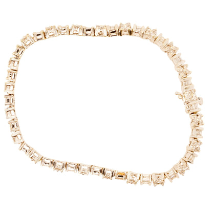 14K White Gold Round And Baguette Diamond Tennis Bracelet
