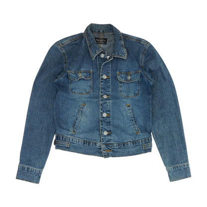 Blue Solid Denim Jacket