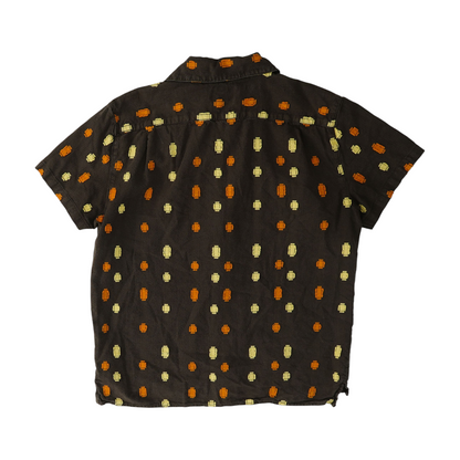 Brown Print Short Sleeve Button Down
