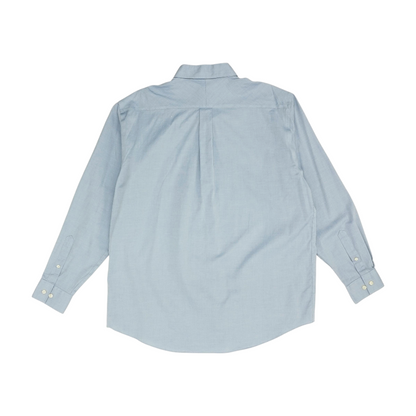 Blue Solid Long Sleeve Button Down