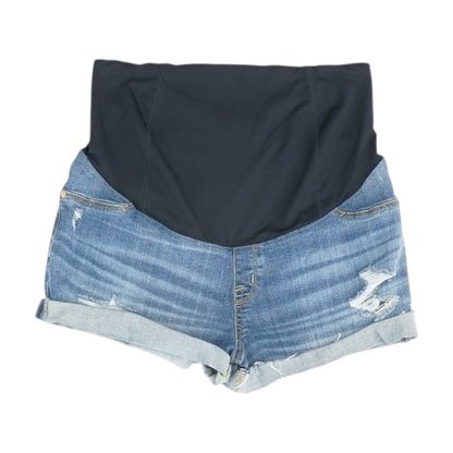Blue Maternity Solid Denim Shorts
