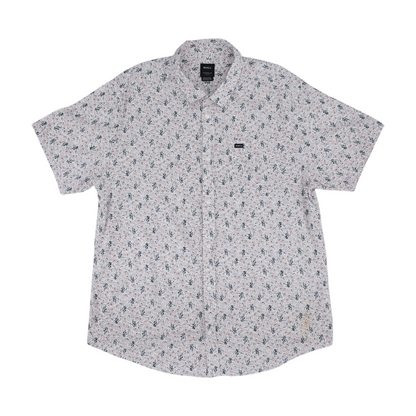 White Floral Short Sleeve Button Down