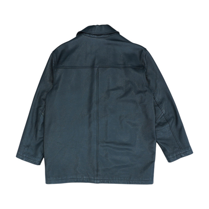 Black Solid Leather Jacket