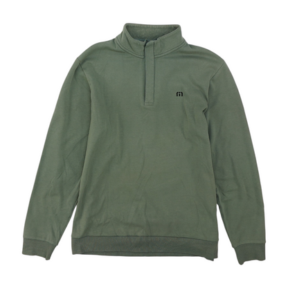 Green Solid 1/4 Zip Pullover