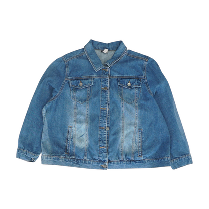 Blue Plus Size Solid Denim Jacket