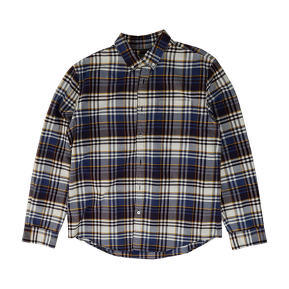 Navy Plaid Long Sleeve Button Down