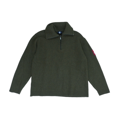 Green Solid 1/4 Zip Sweater