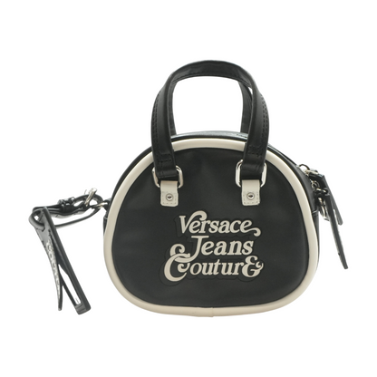 Black Mini Faux Leather Bowling Bag