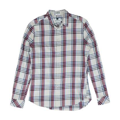 Beige Plaid Long Sleeve Button Down