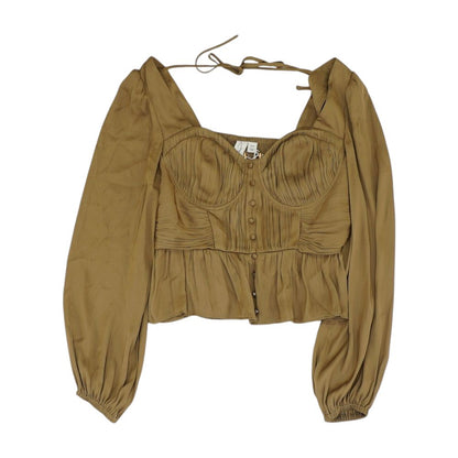 Brown Solid Long Sleeve Blouse