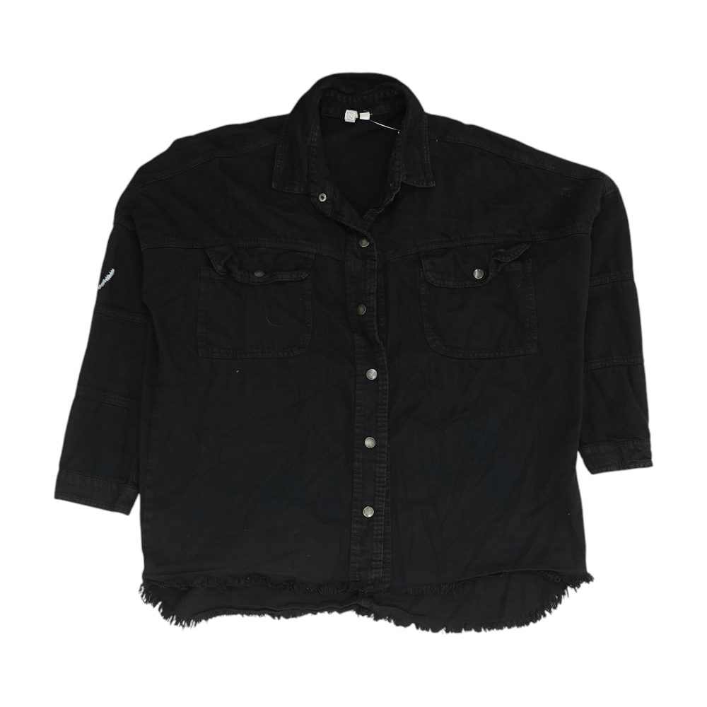Black Solid Denim Jacket