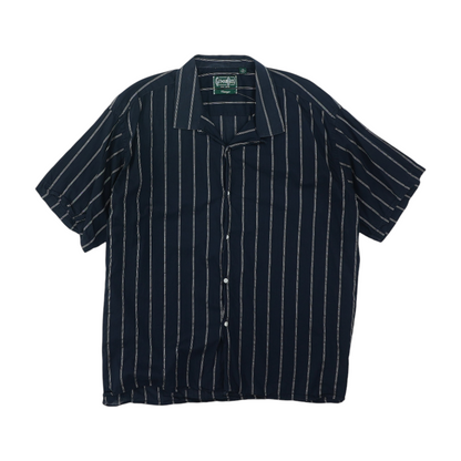 Navy Striped Short Sleeve Button Down