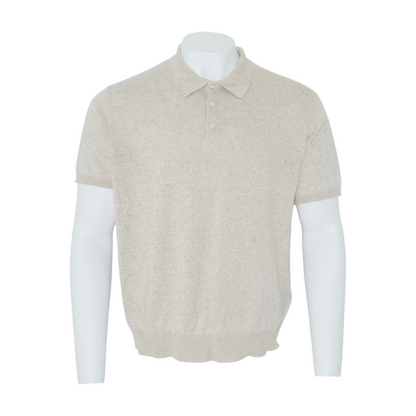 Silk-Linen Blend Knit Short Sleeve Polo