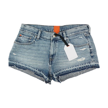 Blue Solid Denim Shorts