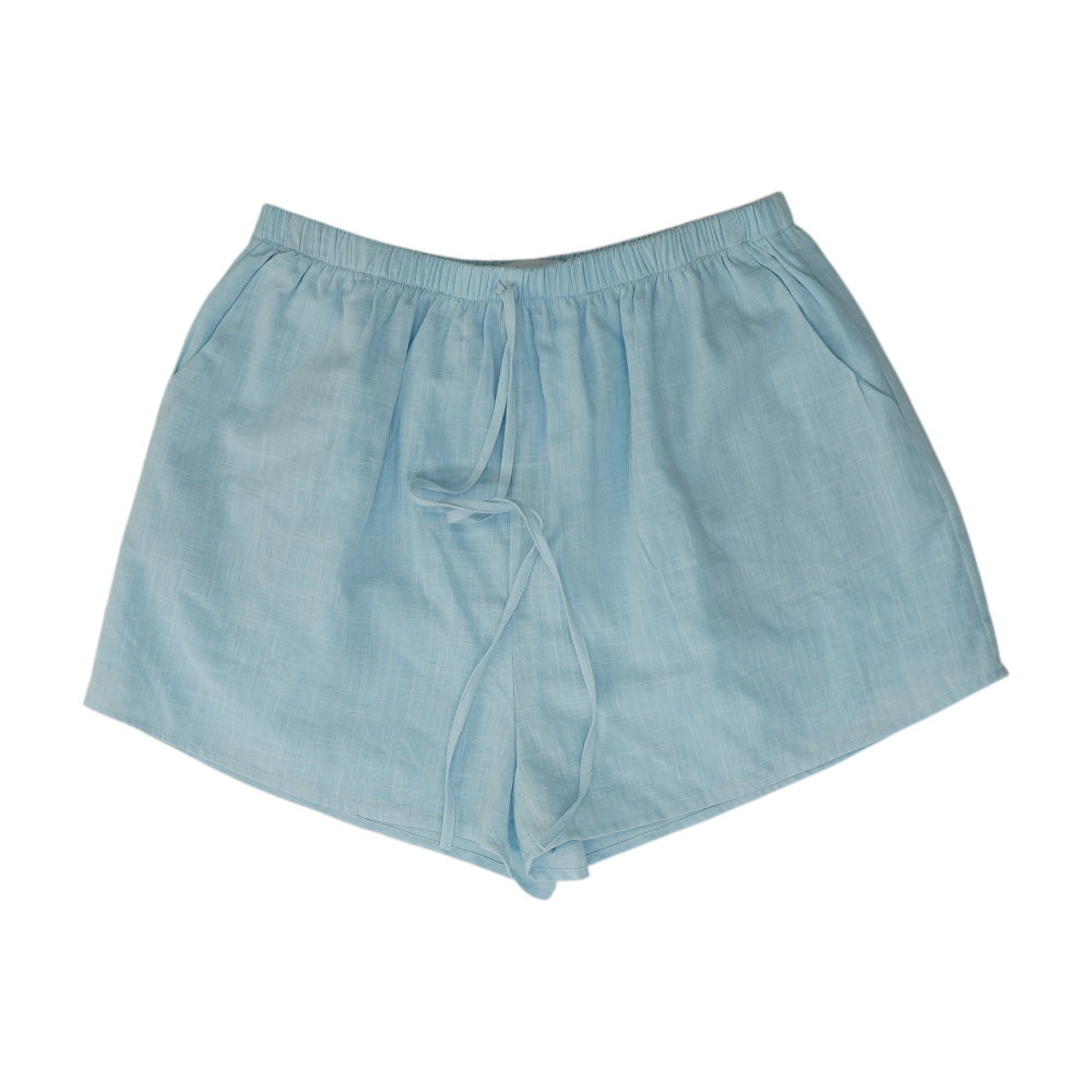 Blue Solid Knit Shorts
