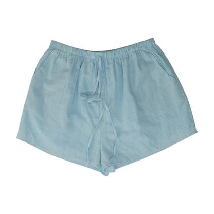 Blue Solid Knit Shorts