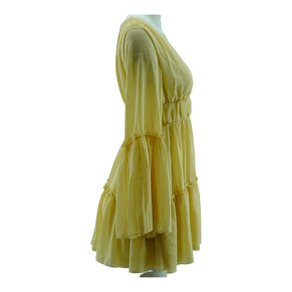 Beige Solid Midi Dress