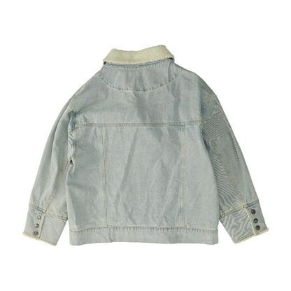 Blue Solid Denim Jacket