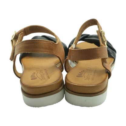 Brown and Black Flat Sandals
