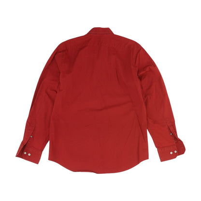 Red Solid Long Sleeve Button Down