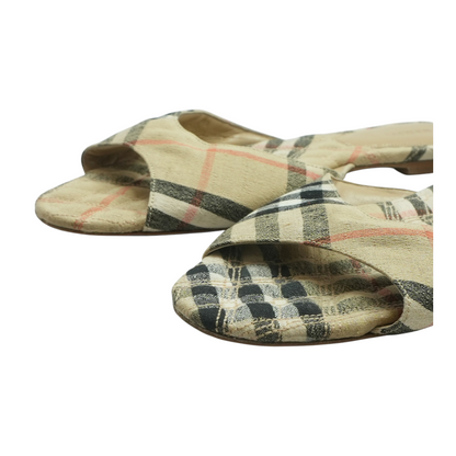 Beige Mews Check Slide Sandals