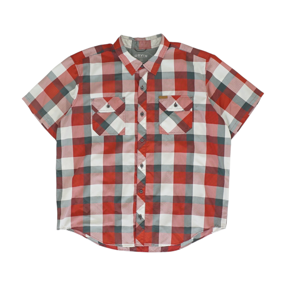 Red Plaid Short Sleeve Button Down