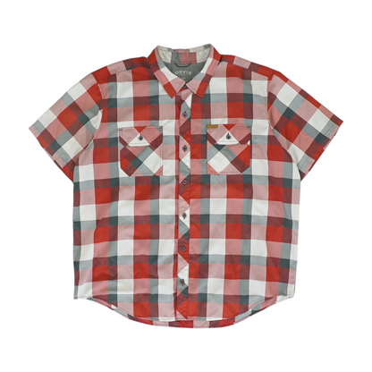 Red Plaid Short Sleeve Button Down